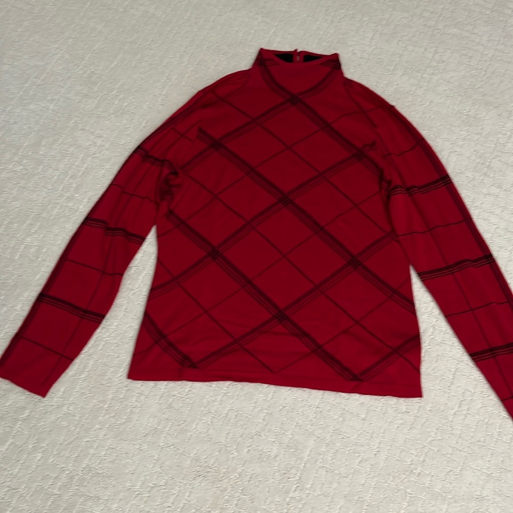 RALPH LAUREN sweater mock neck black button closure at neck